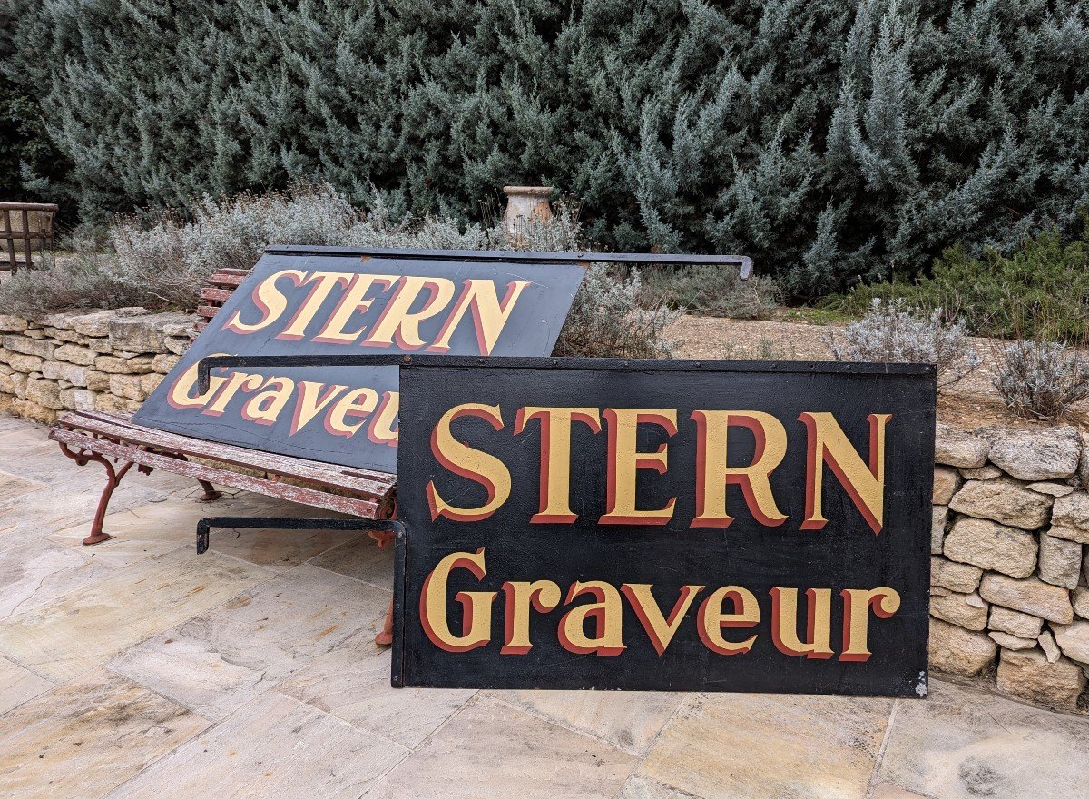 Paire de grandes enseignes Stern Graveur Paris-photo-1