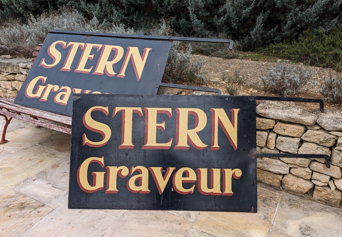 Pair Of Large Signs Stern Engraver Paris-photo-2