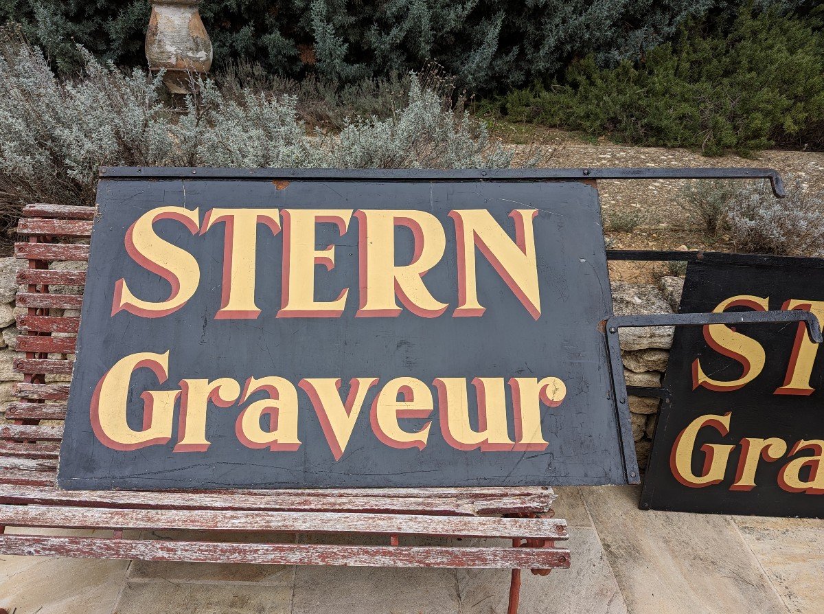 Paire de grandes enseignes Stern Graveur Paris-photo-3