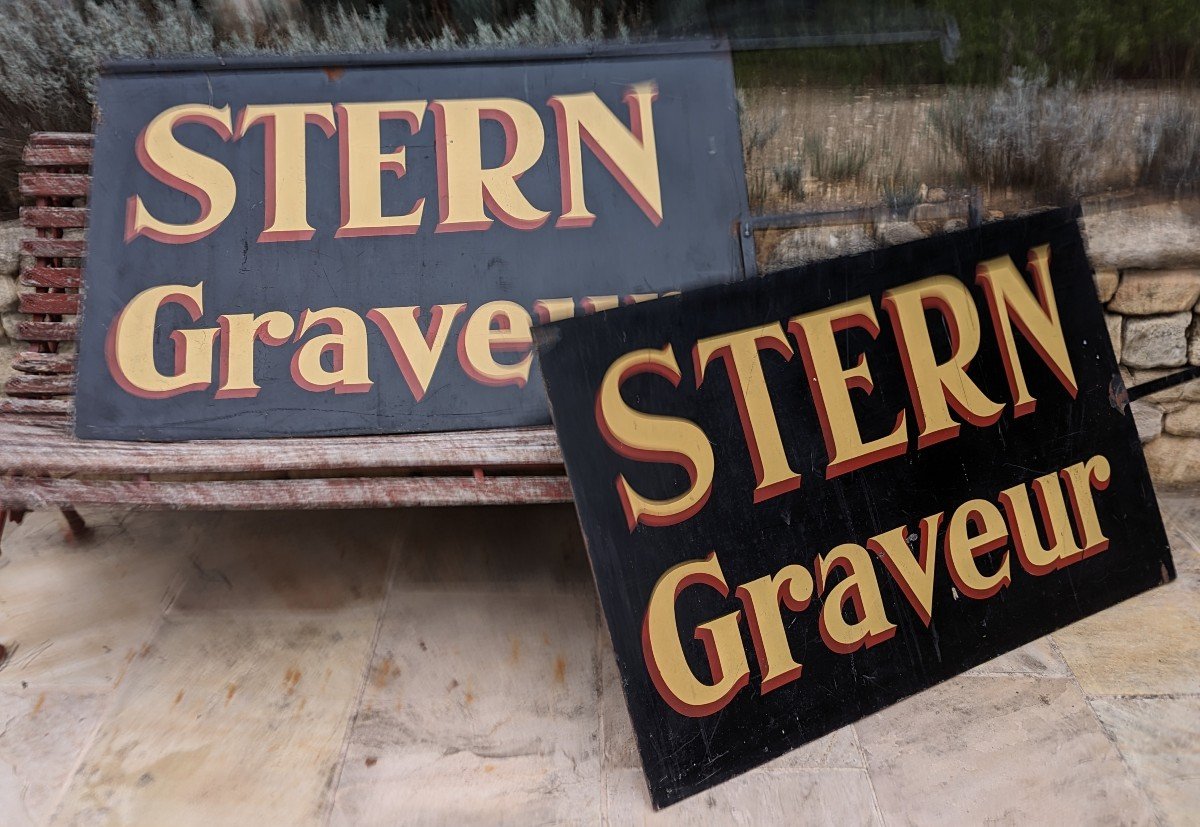 Pair Of Large Signs Stern Engraver Paris-photo-7