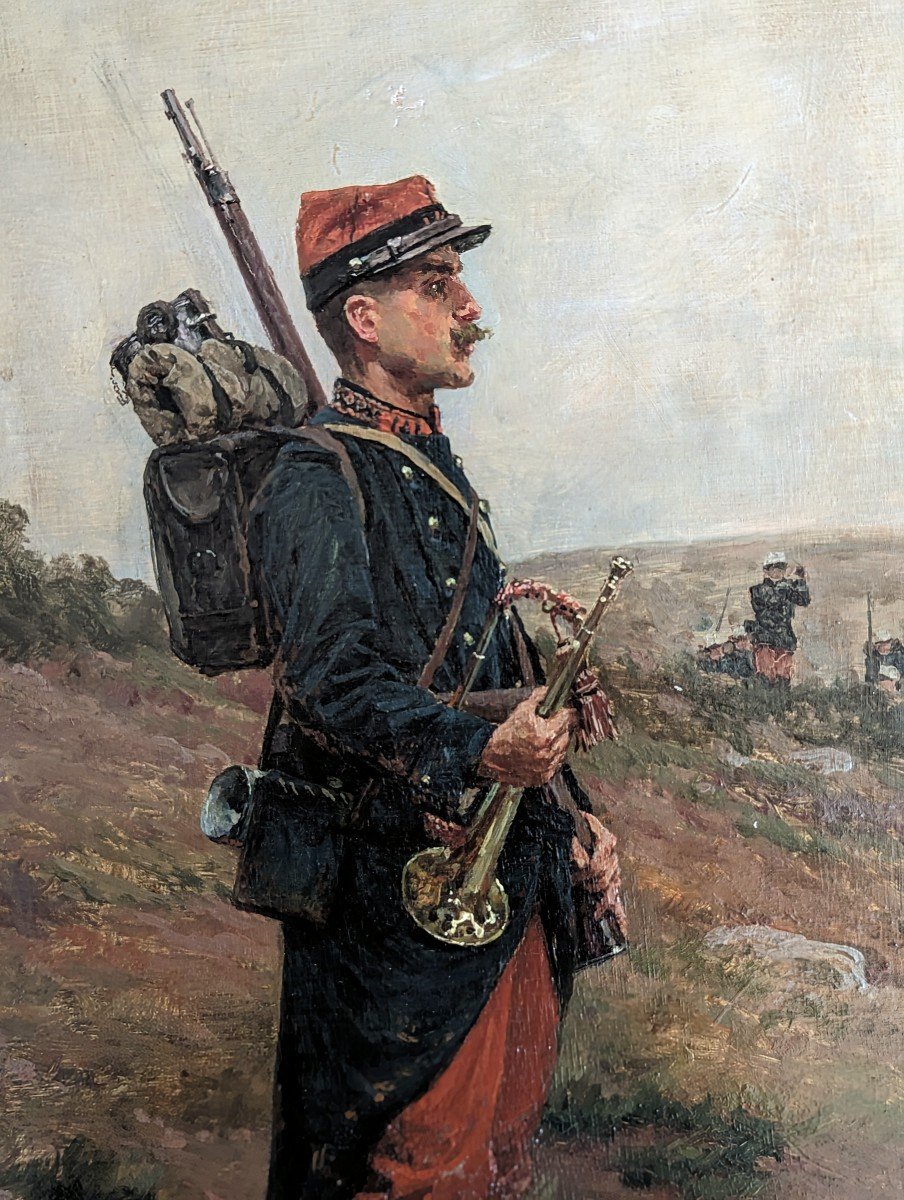 Infantryman With Bugle Signed By Barberiis -photo-1