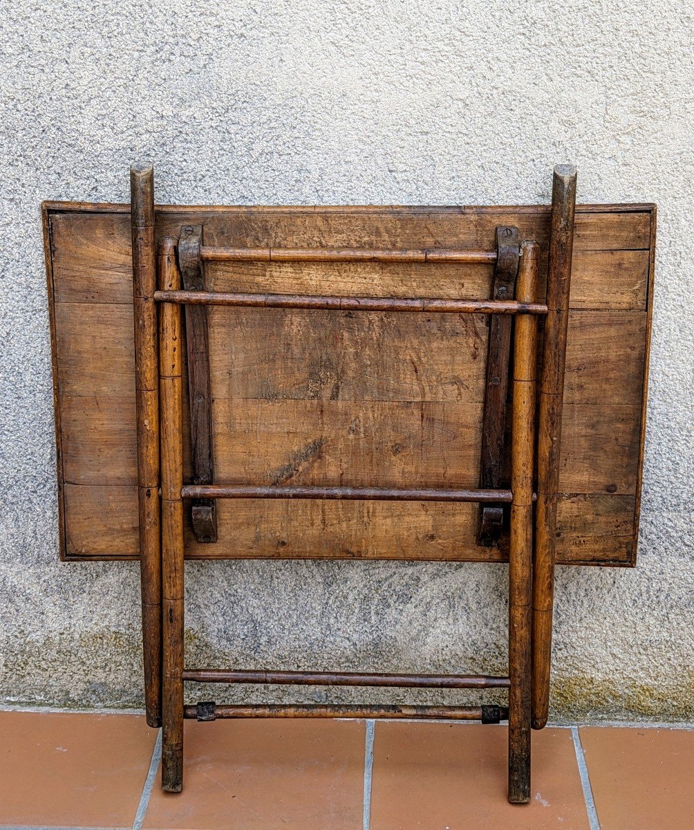 Table pliante en bois début XXème -photo-2