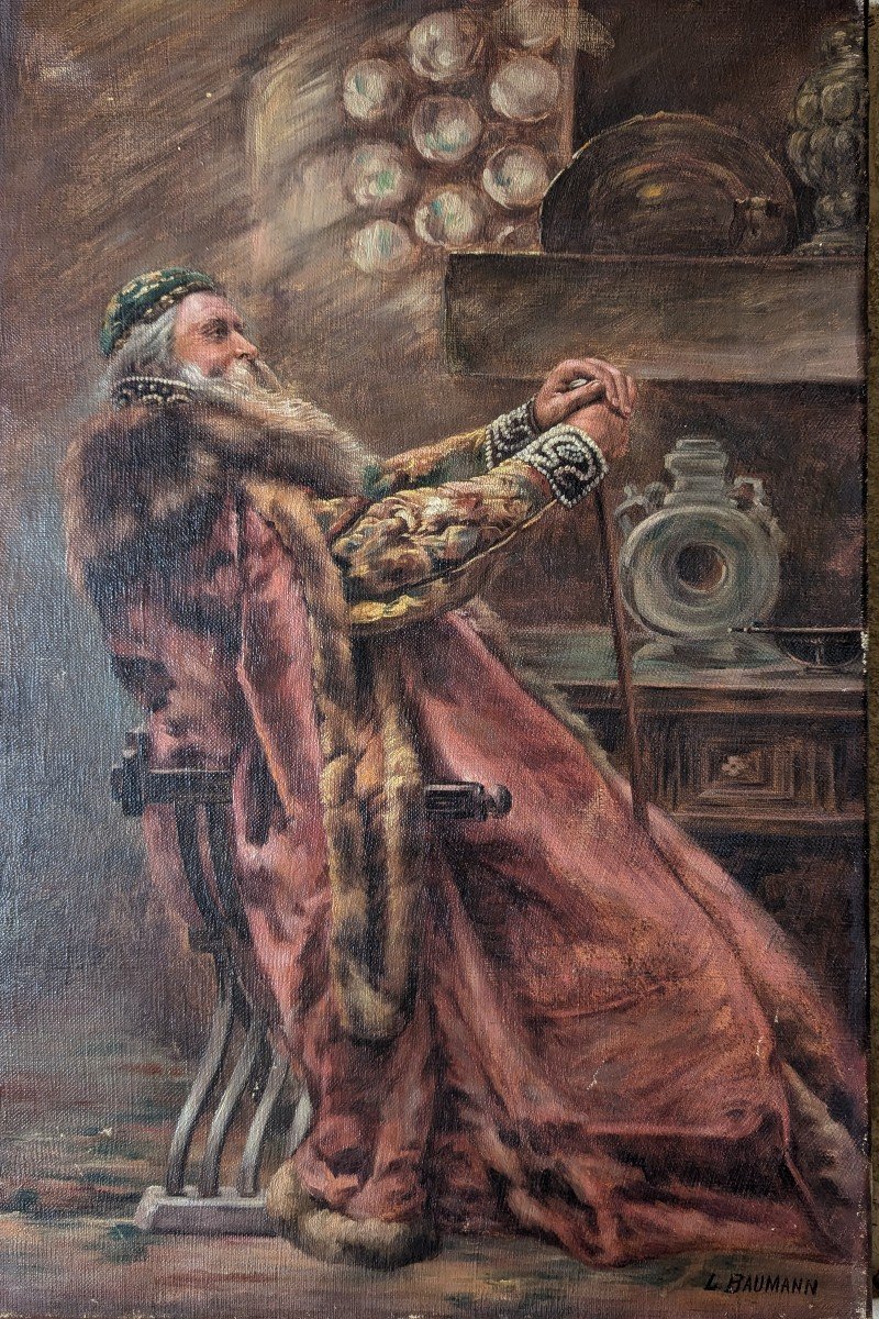 “the Boyar” Painting Signed L. Baumann. Imperial Russia -photo-2