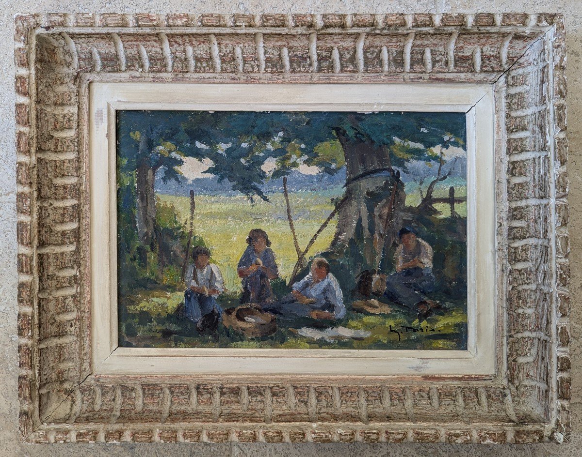 Déjeuner sur l'herbe par Maurice Paris peintre Normand-photo-2