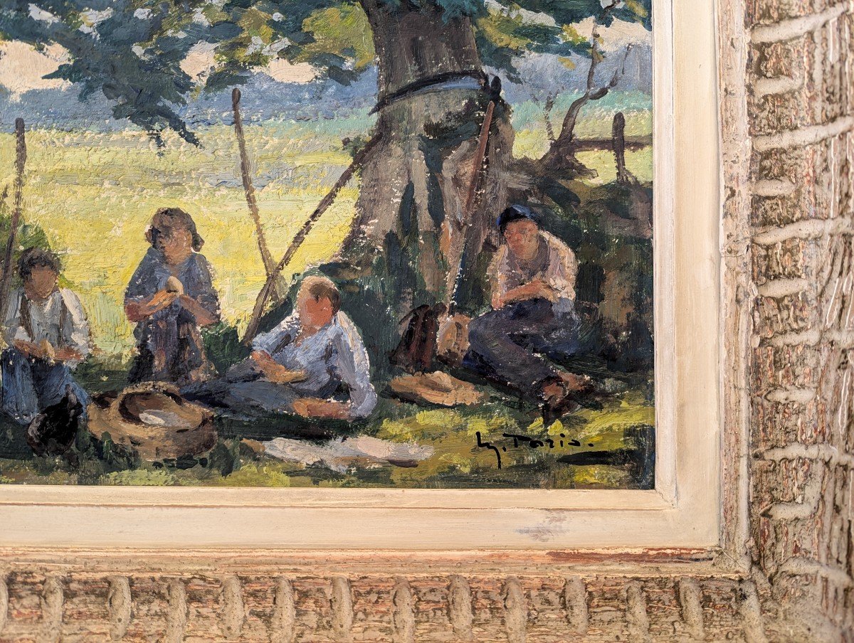 Déjeuner sur l'herbe par Maurice Paris peintre Normand-photo-3