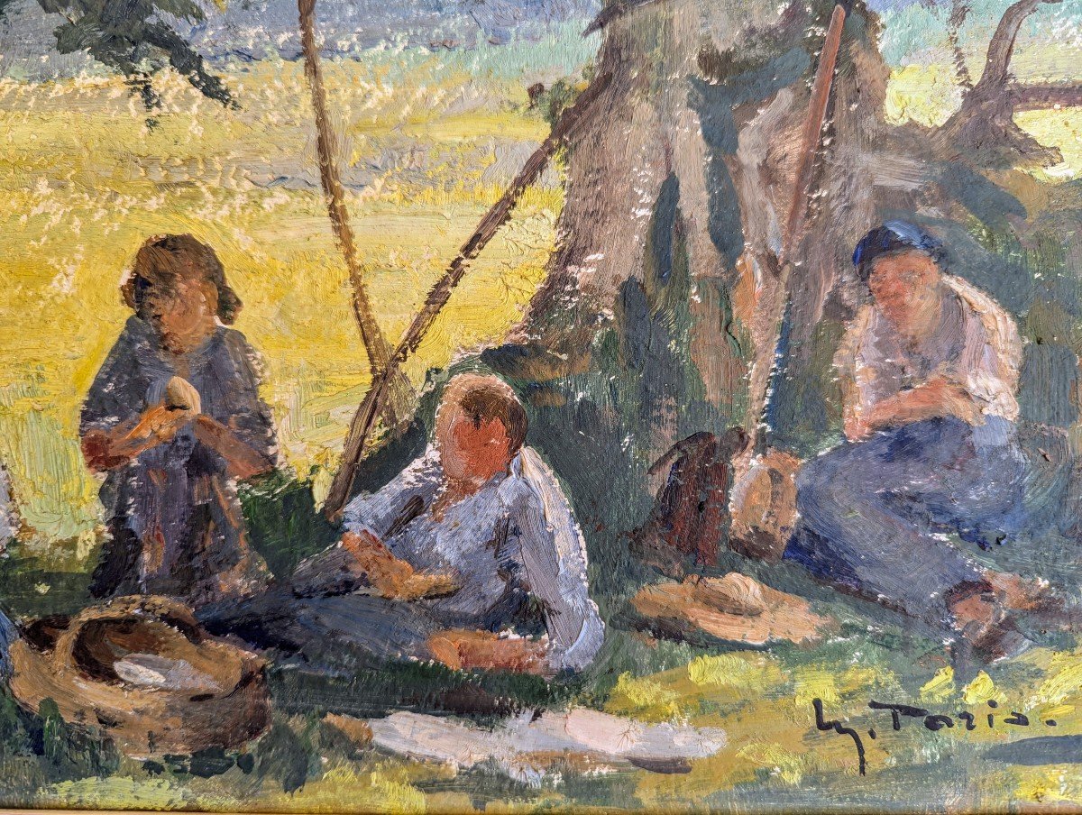 Déjeuner sur l'herbe par Maurice Paris peintre Normand-photo-1