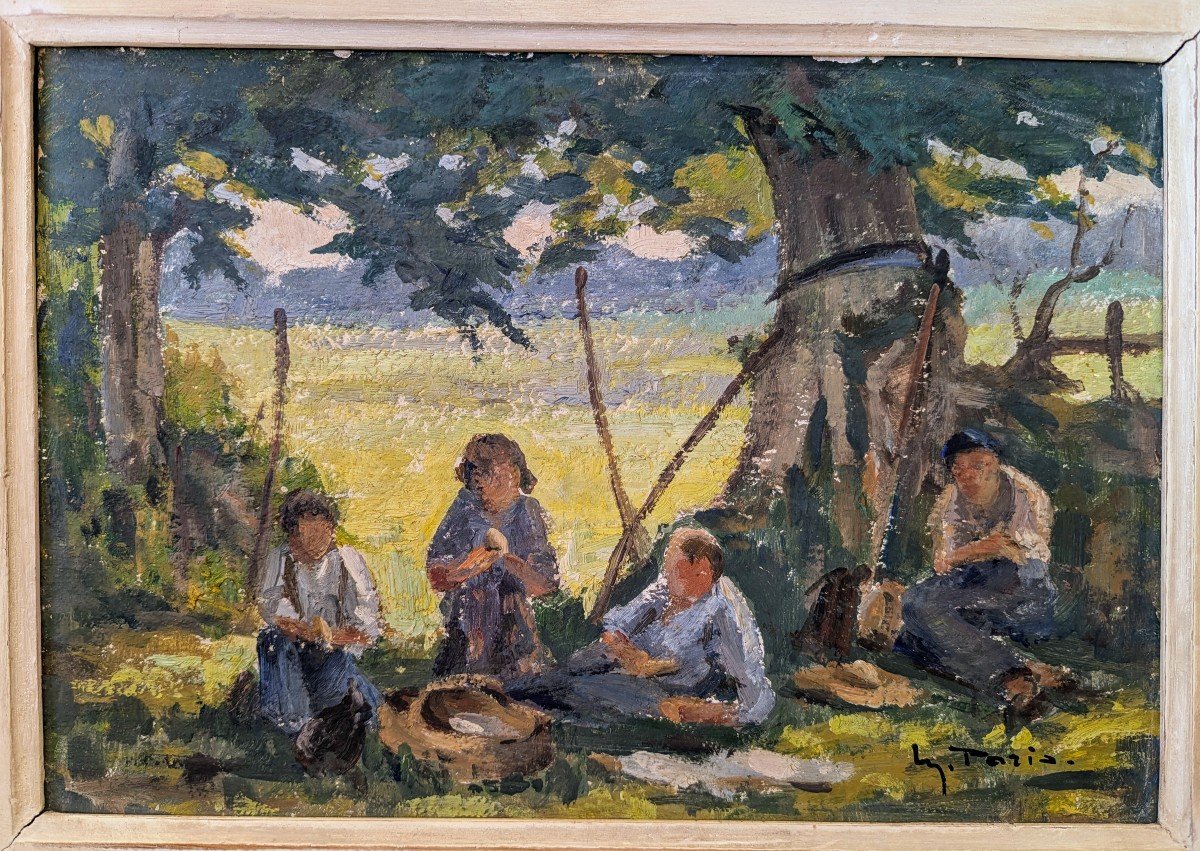 Déjeuner sur l'herbe par Maurice Paris peintre Normand-photo-4