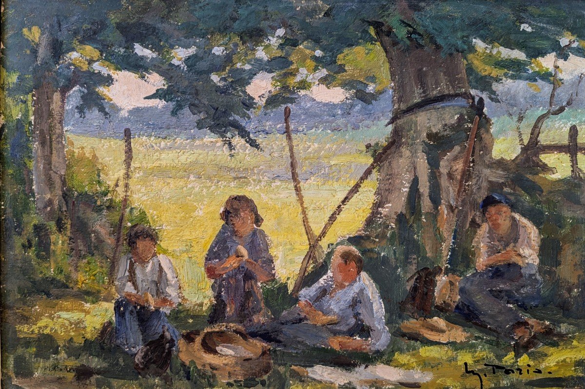 Déjeuner sur l'herbe par Maurice Paris peintre Normand-photo-5