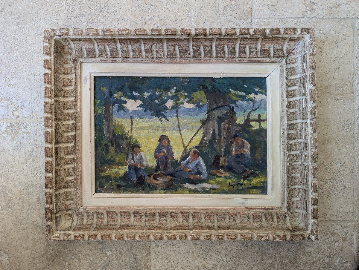 Déjeuner sur l'herbe par Maurice Paris peintre Normand-photo-6