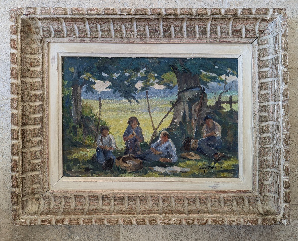 Déjeuner sur l'herbe par Maurice Paris peintre Normand-photo-7