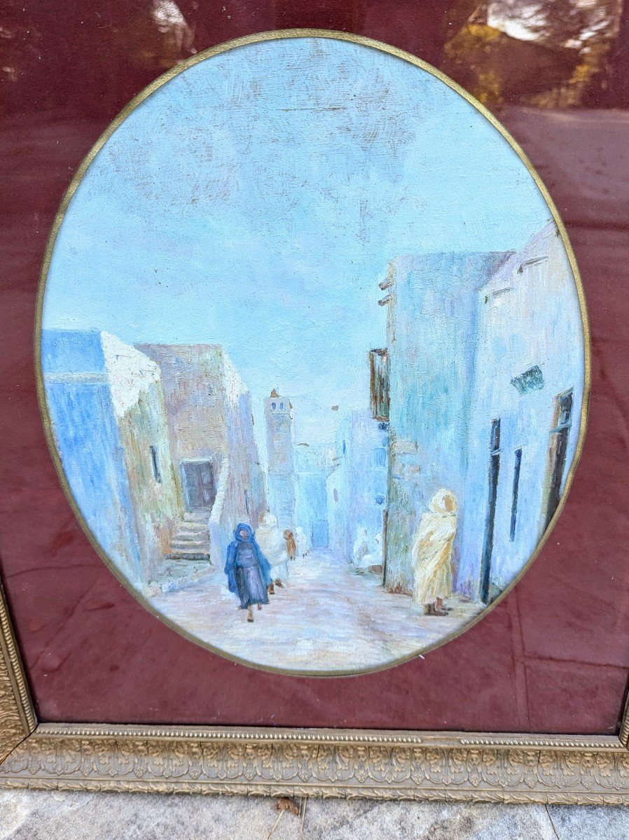 Paire de peintures Orientalistes :  Village Animé -photo-2