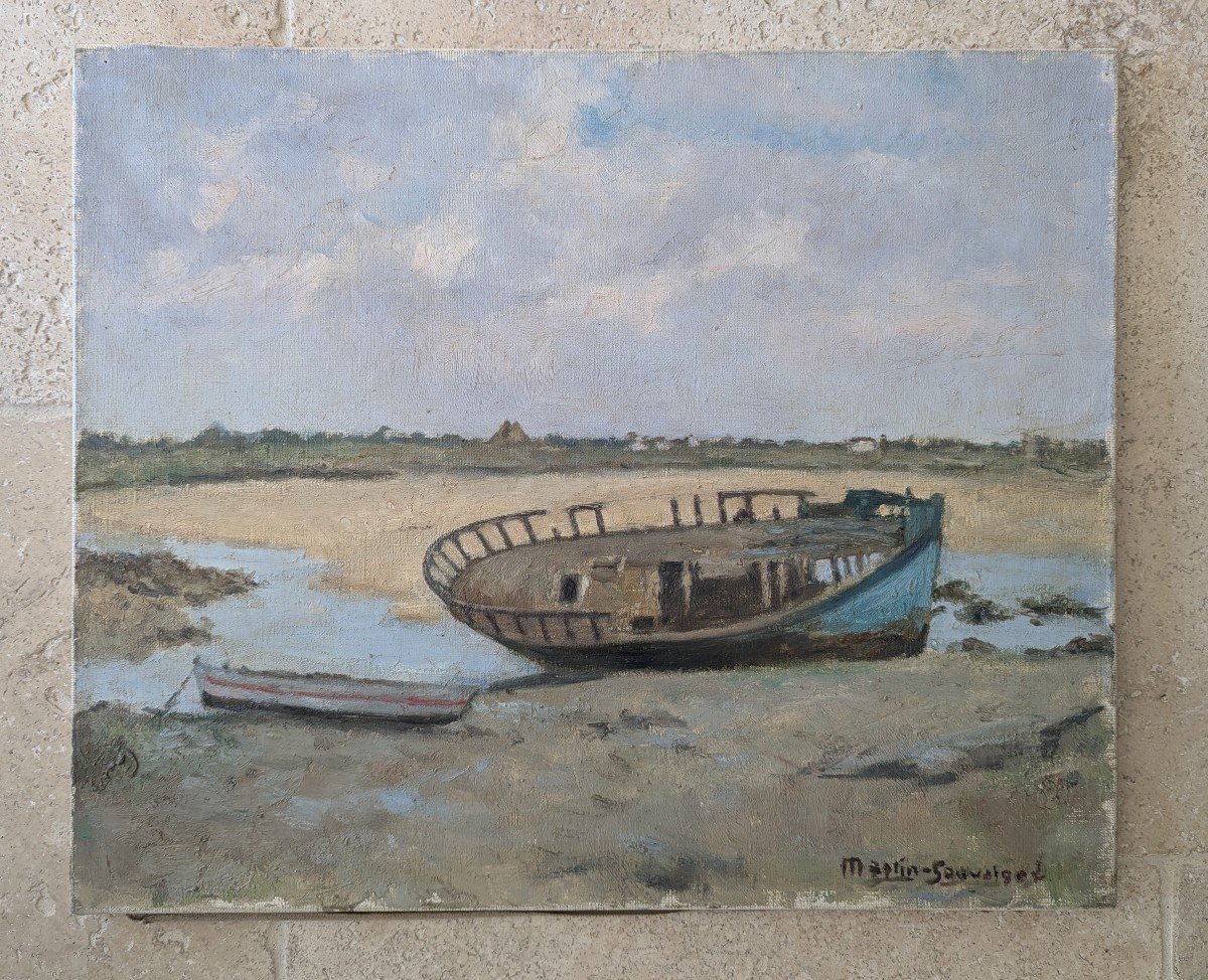 Martin-sauvaigo. Boat Stranded On A Breton Beach.-photo-2