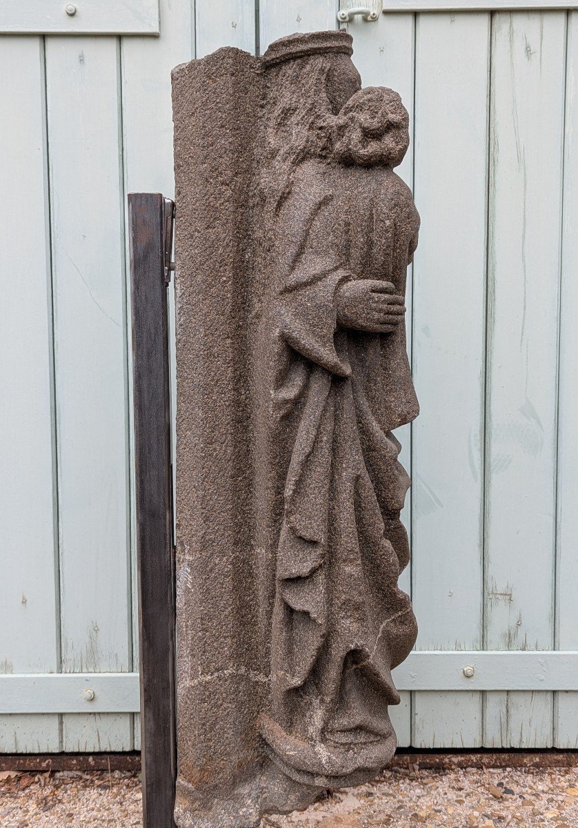 Virgin And Child In Granite. Breton Calvary -photo-1