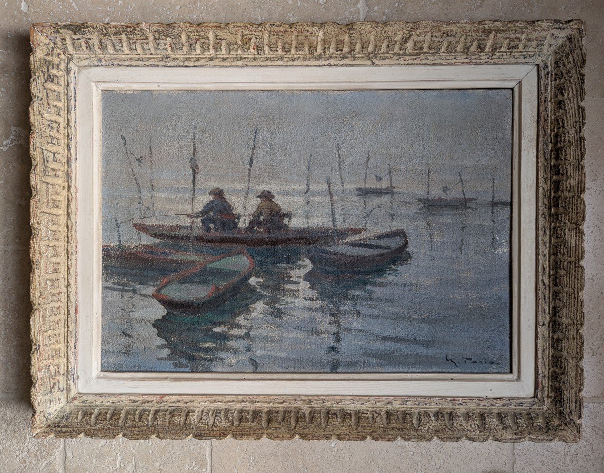 Maurice Paris " Pêcheurs ".  Peintre Normand-photo-4