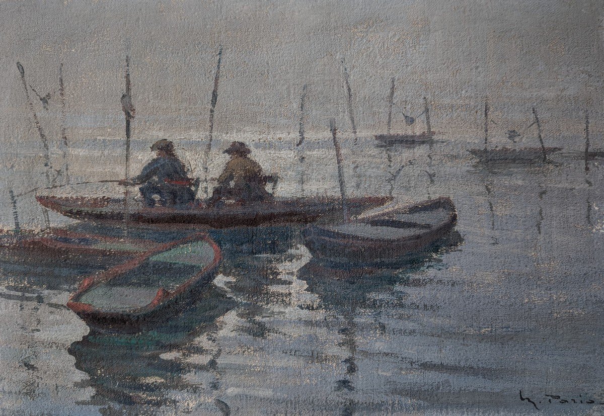 Maurice Paris " Pêcheurs ".  Peintre Normand-photo-6