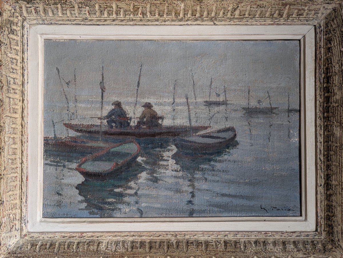 Maurice Paris " Pêcheurs ".  Peintre Normand-photo-7