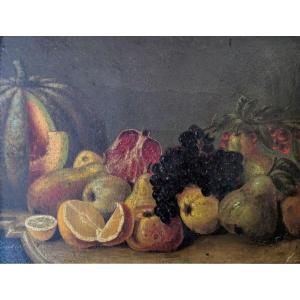 Nature Morte Composition de Fruits signée Cousin. 1867