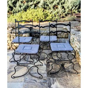 Set Of 4 1950s Wrought Iron Chairs