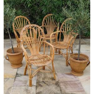 4 Bamboo Armchairs