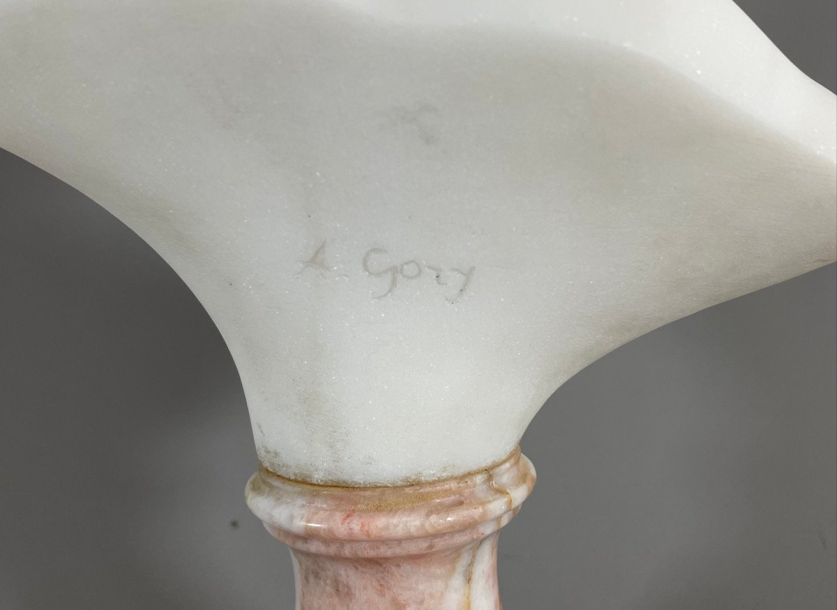 Buste de faune en marbre de Carrare Signé A.gory (1886-1925)-photo-1