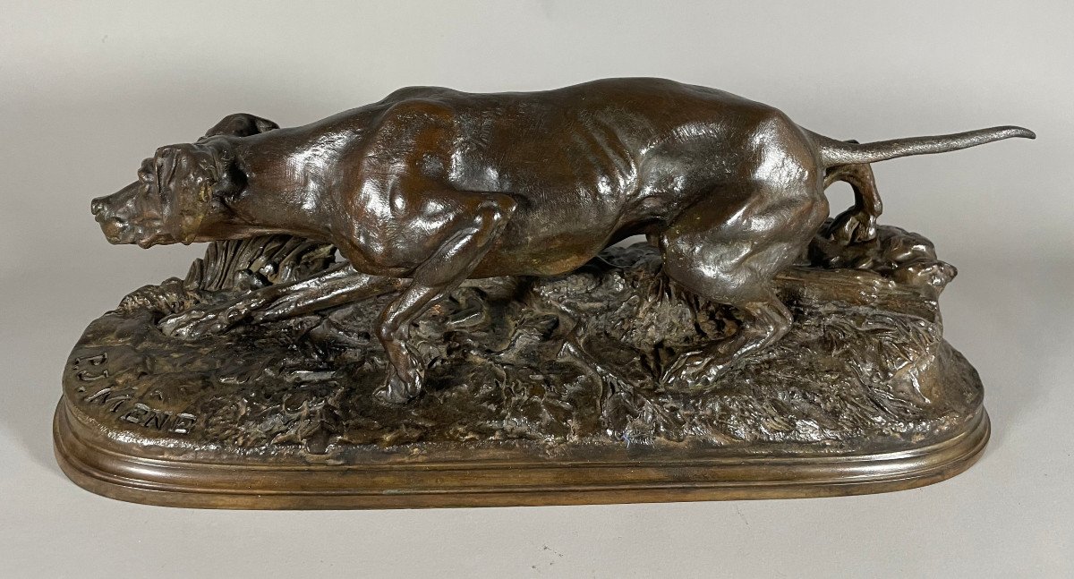 P.j Mêne (1810-1879) Bronze Braque à l'Arret