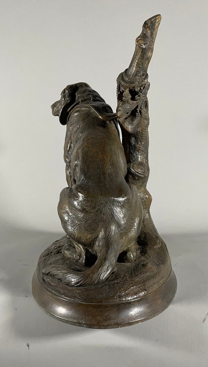 Chien De Chasse à l'Attache Bronze d'Après Victor Chemin(1823-1901)-photo-4