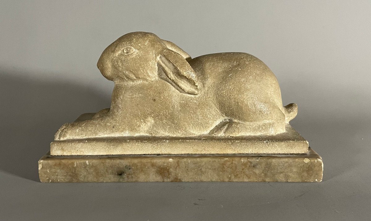 Marguerite Monot 20th Century Limestone Rabbit Unique Proof-photo-2