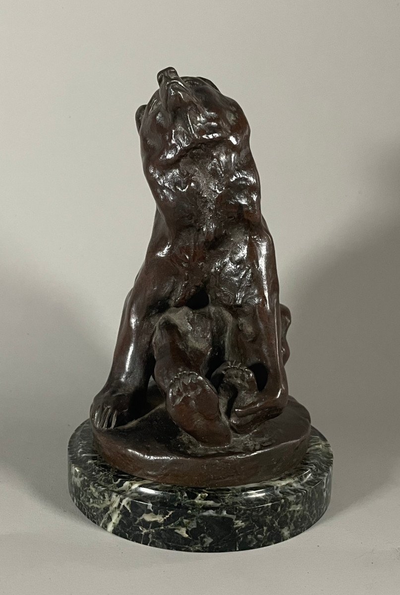 Gerges Gardet 1863-1939. Seated Bear Bronze Cast Iron Siot -photo-2