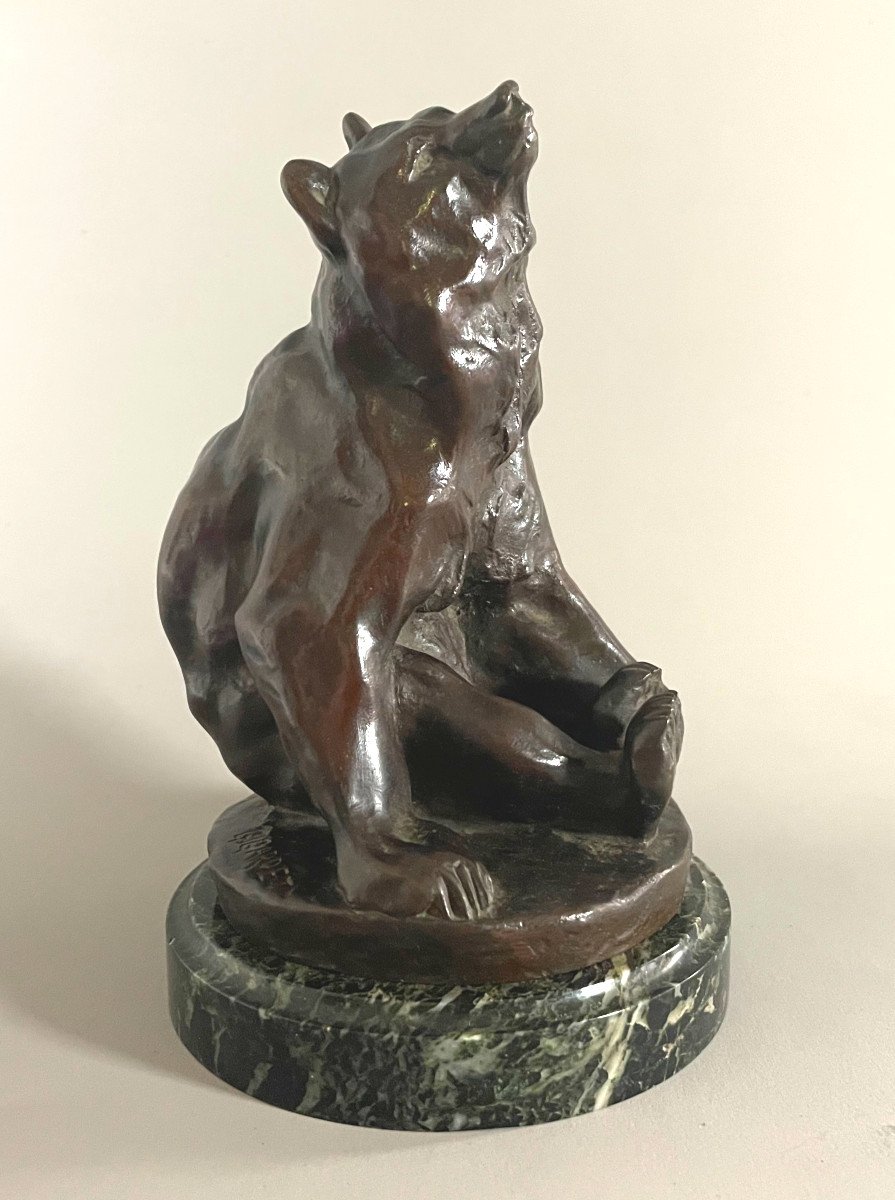 Gerges Gardet 1863-1939. Seated Bear Bronze Cast Iron Siot 