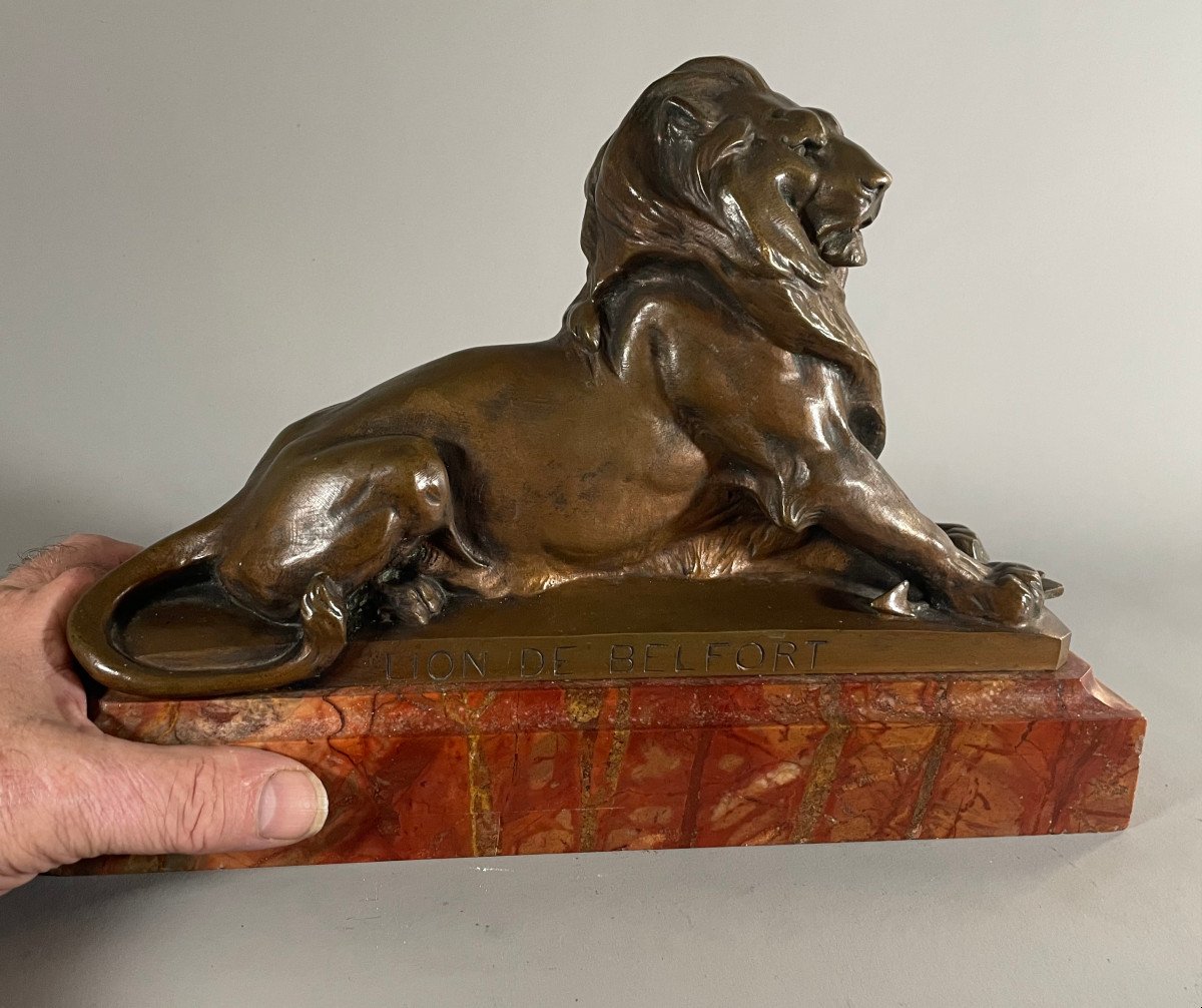 Frederique Batholdi 1834-1904 Bronze Lion Of Belfort Thiebaut Founder -photo-2