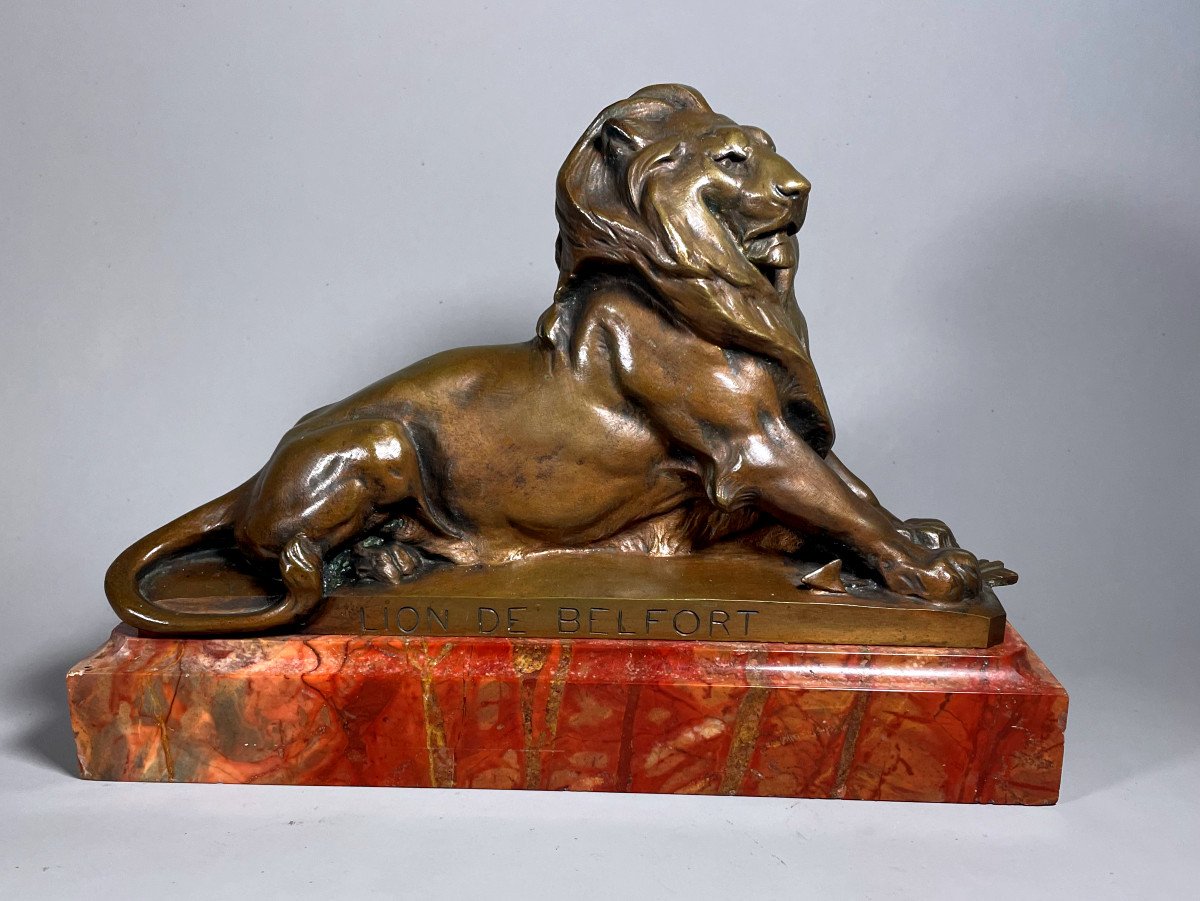 Frederique Batholdi 1834-1904 Bronze Lion Of Belfort Thiebaut Founder 