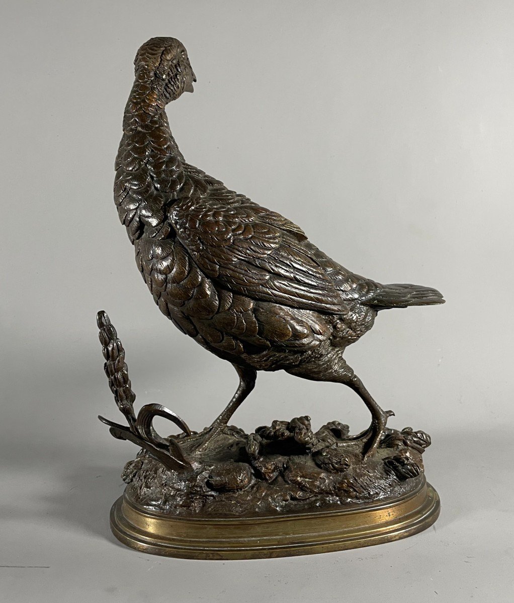 Delabrierre Edouard 1829-1910 Partridge In Bronze -photo-2