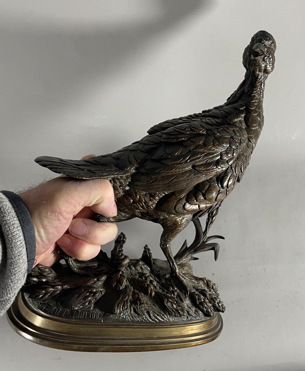 Delabrierre Edouard 1829-1910 Partridge In Bronze -photo-8