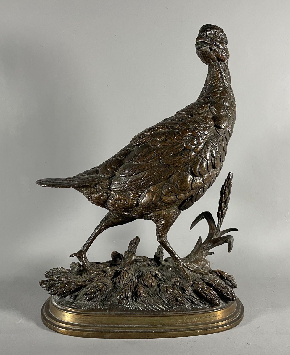 Delabrierre Edouard 1829-1910 Partridge In Bronze 