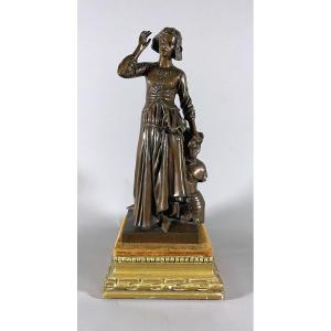  François Rude 1784-1855 Jeane d'Arc Bronze Patiné 