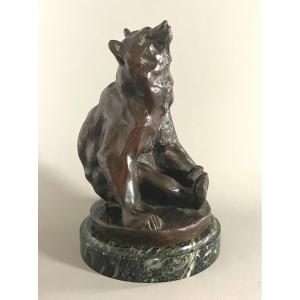 Gerges Gardet 1863-1939. Seated Bear Bronze Cast Iron Siot 