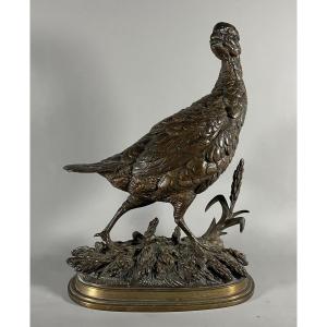 Delabrierre Edouard 1829-1910 Partridge In Bronze 