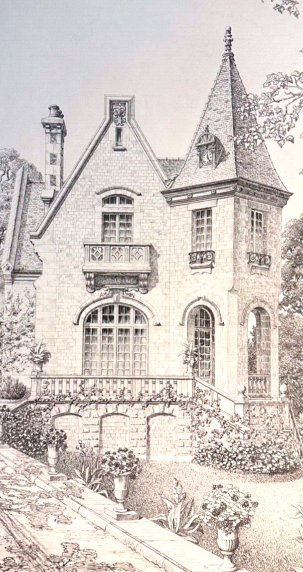 C27-original Drawing-a.lambert Vaudoyer-[le Manoir Fleuri]-[viollet Le Duc]-1901-photo-2