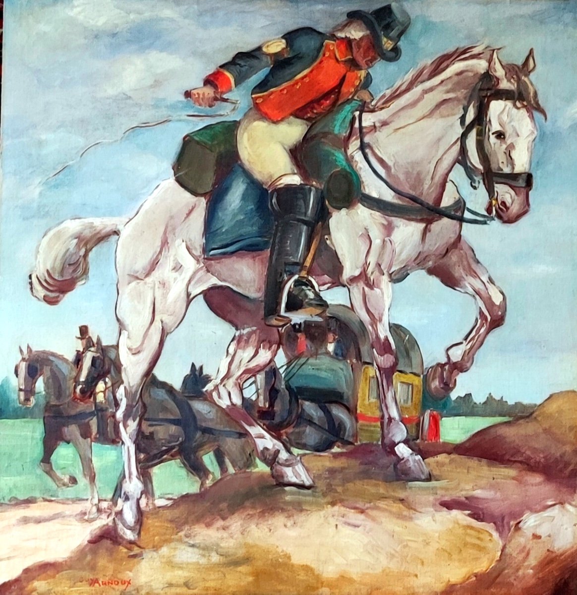 Oil Painting-guy Arnoux-the Horse Post At The Revolution-the Post Coil