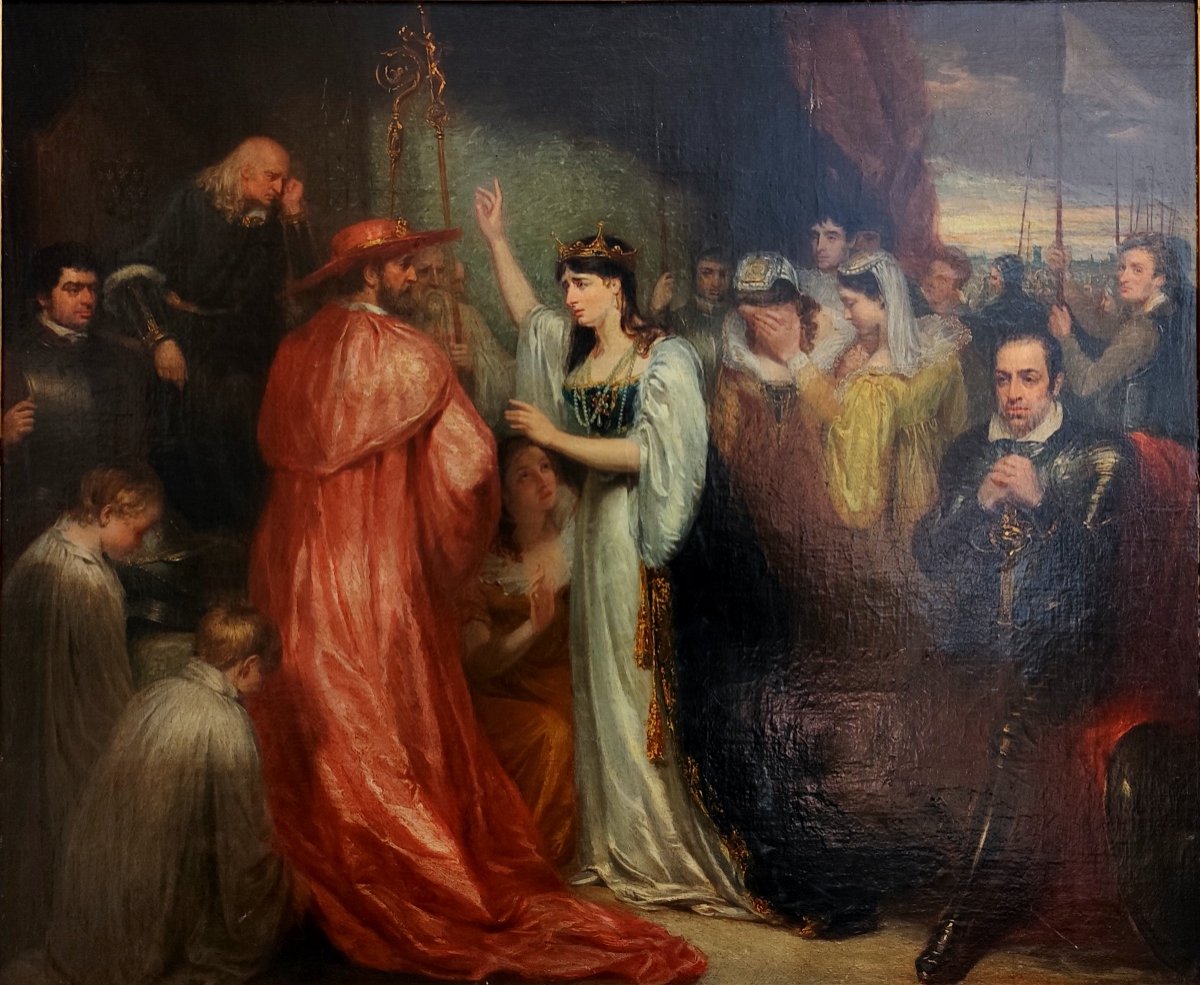 Oil Painting-georges Clint-repudiation Of Queen Catherine Of Aragon-1830-photo-2