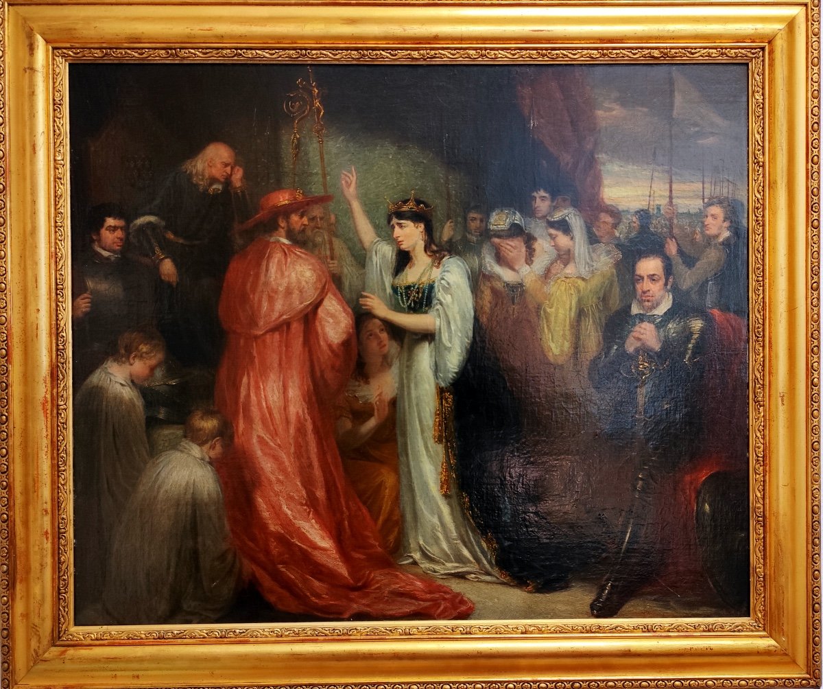 Oil Painting-georges Clint-repudiation Of Queen Catherine Of Aragon-1830