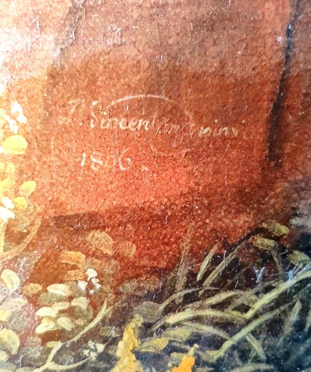 PEINTURE À L'HUILE-SIGNÉE-LOUIS VINCENT-PAYSAGE IDEAL-1806-photo-3