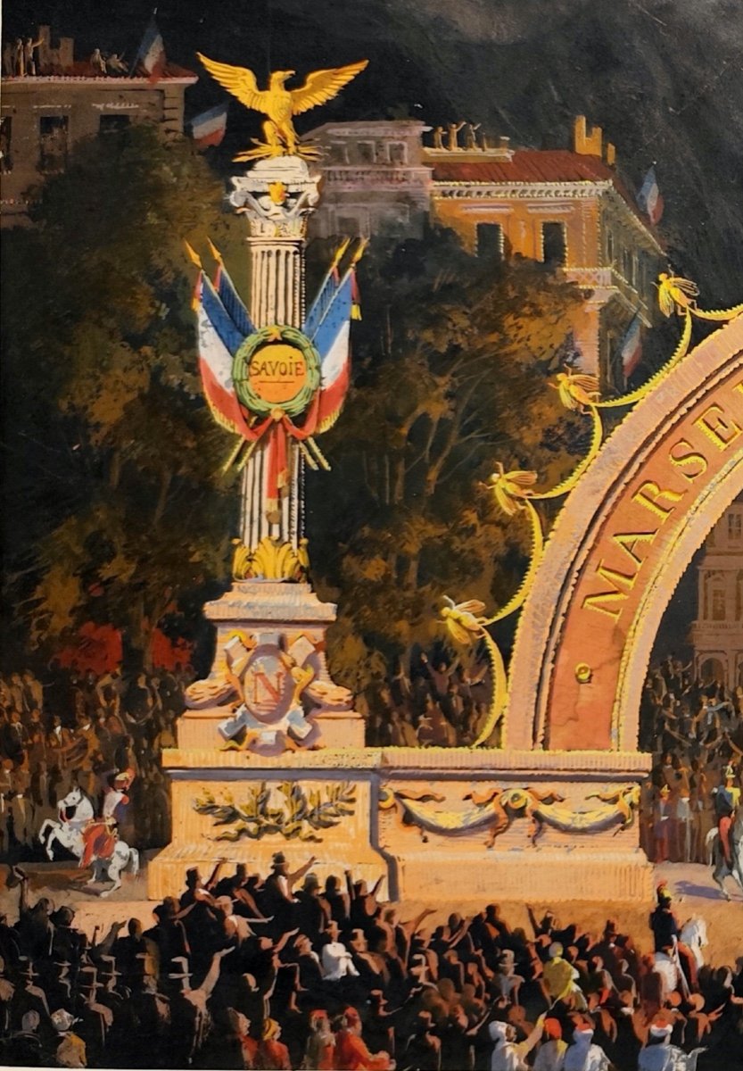 CHEV-DESSIN ORIG-ANNEXION DE NICE-SAVOIE-NAPOLÉON III-MARSEILLE-ÉCOLE FRANÇAISE-SECONDE EMPIRE-photo-1