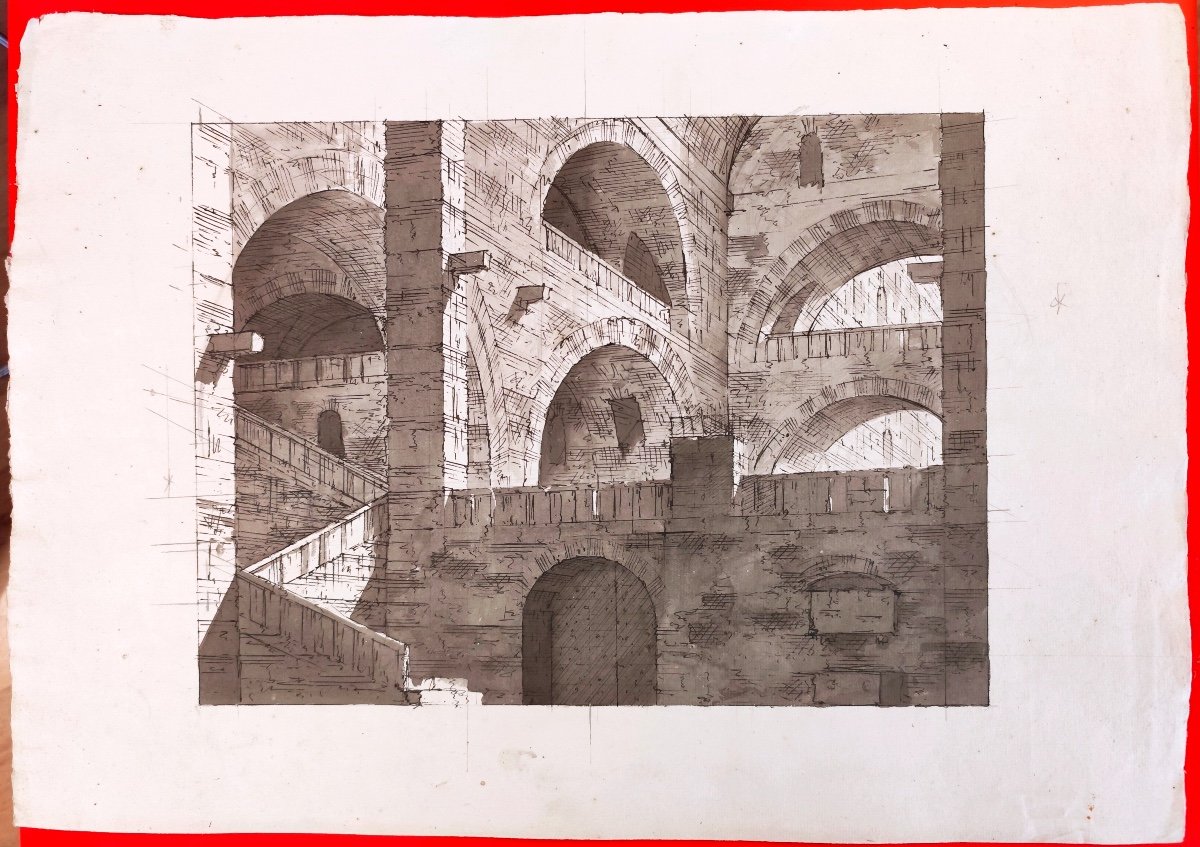 Chev-original Drawing-antonio Basoli-alcoves Roman Circus-scala Of Milan-1820-photo-4