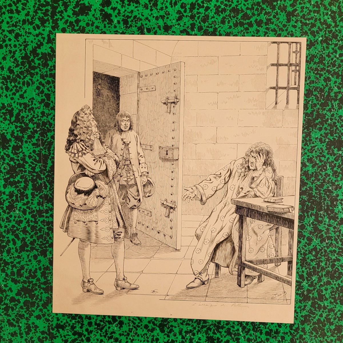 Pen Drawing-job-nicolas Fouquet In His Prison-circa 1900-photo-2