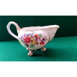 Milk Pot-porcelain From Paris-jacob Petit-monogrammed-floral Decor-gilding-circa 1830