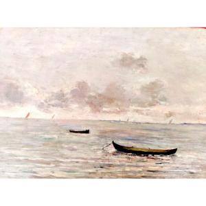 Bib Jap-oil On Wood-léonce Chabry-the Arcachon Basin-circa 1881