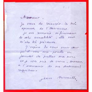 Proa11-jean Anouilh-signed Autograph Letter-1931