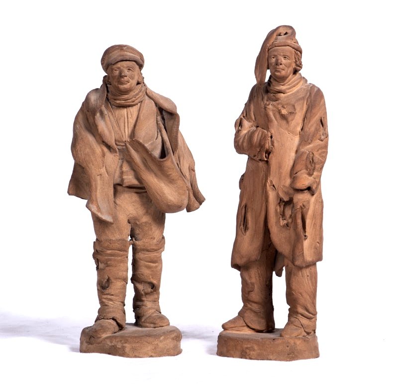 Pierre-adrien Graillon (1807-1872) (attributed To) - Ragged Terracotta Figures