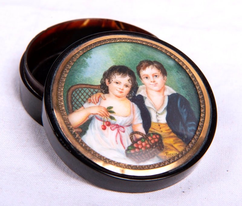 First Half Of The 19th Century - Tortoiseshell Snuffbox Signed Pierre Bouvier With Miniature-photo-2